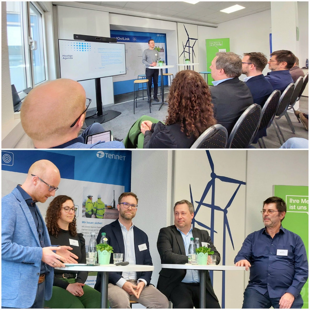 Hinter den Kulissen des SuedOstLink...

Thema: Impulsvortrag und Podiumsdiskussion zum „Stromnetz der Zukunft“

Wie wird das Energiesystem, das "Stromnetz der Zukunft", aussehen? 
Zum fünften Termin der TenneT-Themenreihe lud TenneT zu einer spannenden Podiumsdiskussion ins Erdkabelinformationszentrum nach Weiden ein, um genau dieser Frage nachzugehen. 

Gemeinsam mit hochkarätigen Vertreterinnen und Vertretern aus Wirtschaft und Industrie wurde ein Blick auf die Rolle von TenneT und auf die  Visionen sowie Anforderungen für die Energieversorgung von morgen geworfen.
Eine hochinteressante Veranstaltung für die zahlreich erschienen Besucher.

Auf dem Podium: 
Lena Salm (Head of System Design bei TenneT)

Richard Röck (Bereichsleiter Geschäftsbereich Energie, Innovation, Umwelt und Industrie bei der IHK Regensburg)

Thomas Sparrer (Technische Verwaltung Porzellanfabriken Christian Seltmann GmbH) 

Marian Rappl (Hauptgeschäftsführer des Verbands der Bayerischen Energie- und Wasserwirtschaft - VBEW)