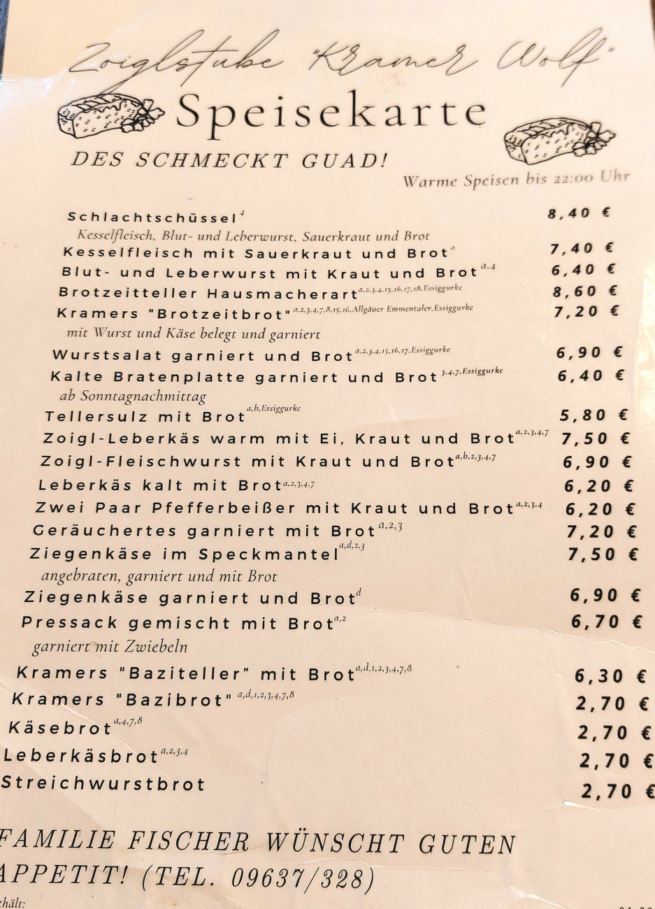 Beim Kramer-Zoigl in Falkenberg...

Preise und Essen wie früher!