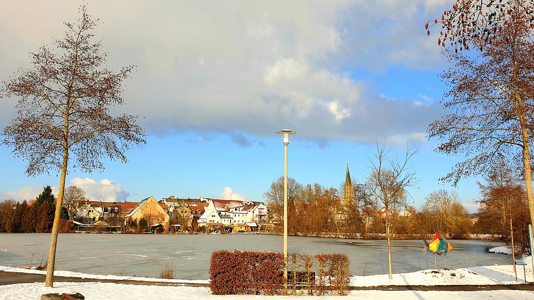 Foto: Martin Zehrer - Der zugefrorene kemnather Stadtweiher am 10. Januar 2021 