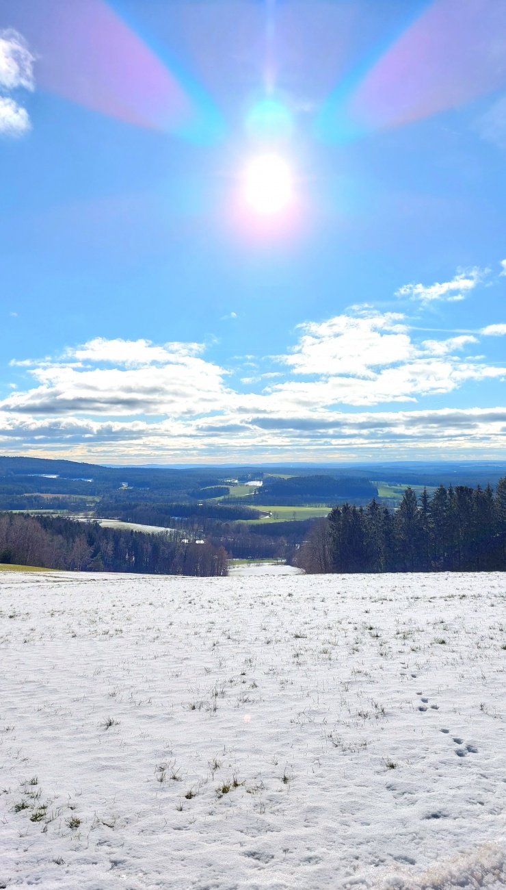 Foto: Martin Zehrer - Unten grün und oben Schnee.<br />
Der Ausblick von Zwergau aus, am 4. Februar 2023. 