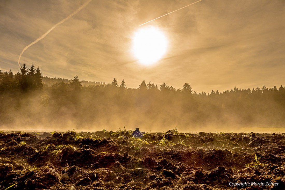 Foto: Martin Zehrer - Herbstnebel in Godas... Nach mehreren düsteren Herbsttagen schien heute Vormittag wieder die Sonne. Der Acker im Helmes unterhalb bei Godas dampfte und knisterte. Landwir 