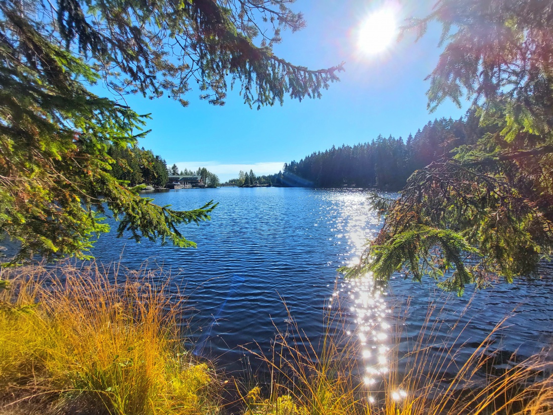 Foto: Martin Zehrer - Die strahlende Herbst-Sonne spiegelt sich im Wasser des Fichtelsees... 