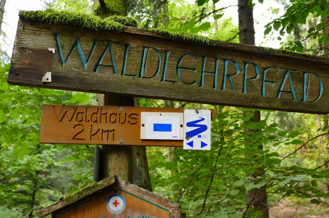 Foto: Martin Zehrer - Wandern im Steinwald<br />
<br />
Der Wegweiser zum Waldhaus... 