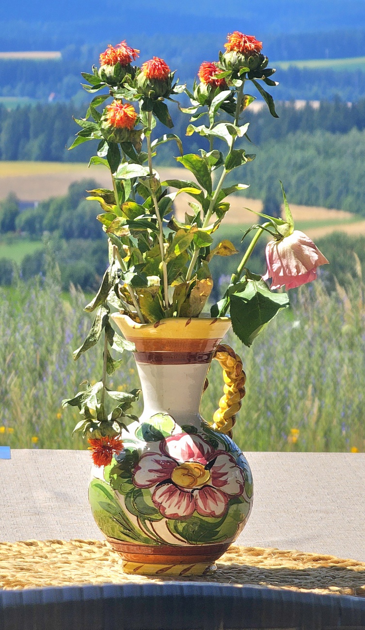 Ein wunderschöner Blumenstraus schmückt die Aussicht am Marktredwitzer Haus...