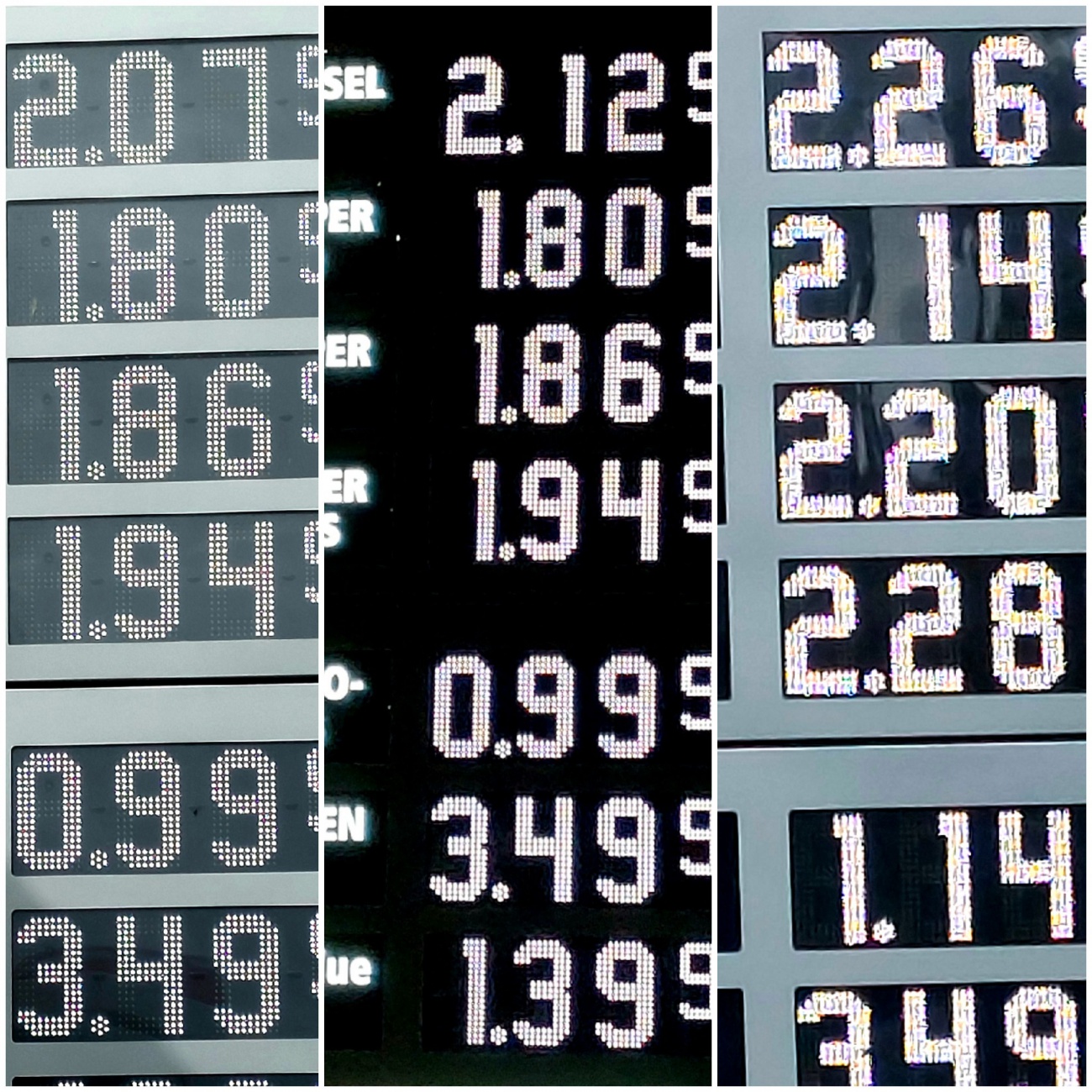 Foto: Martin Zehrer - 1. September 2022 - rechtes Bild zeigt die Preise am 1. September 2022...<br />
Über Nacht stiegen die Kosten für Diesel um 14 Cent und für Super-Benzin um 34 Cent.<br />
Die Ansch 