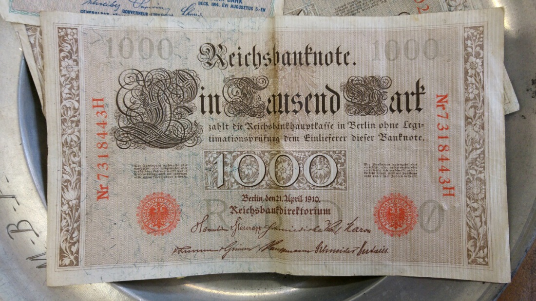 Foto: Martin Zehrer - 1000 Reichsmark - Geld vor dem zweiten Weltkrieg... Gesehen im Antik-Laden Antik-am-Markt in Marktredwitz 