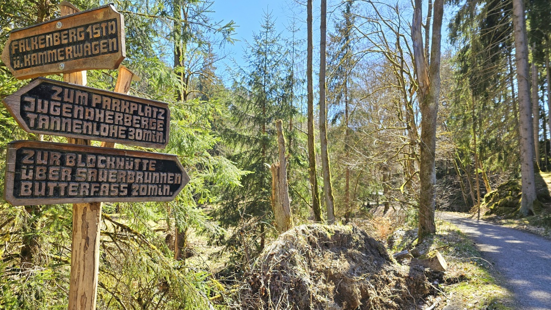Wunderschöne Wanderwege, bezaubernde Natur und das Ziel ist die wiedereröffnete Blockhütte im Waldnaabtal zum Brotzeit machen.
