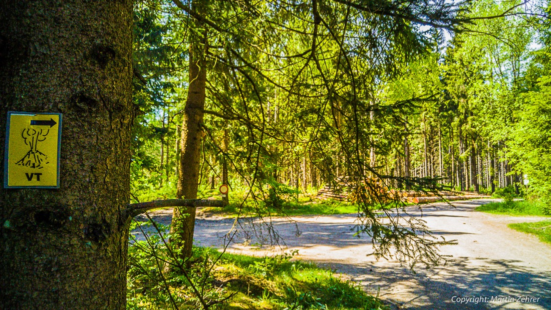 Foto: Martin Zehrer - Zum Vulkan gehts rechts ;-) angekommen an einer Wegeskreutzung oberhalb von der Ortschaft Aign und Witzlarsreuth auf dem Berg-Kamm im Wald... Zur Alm gehts aber vermutlic 