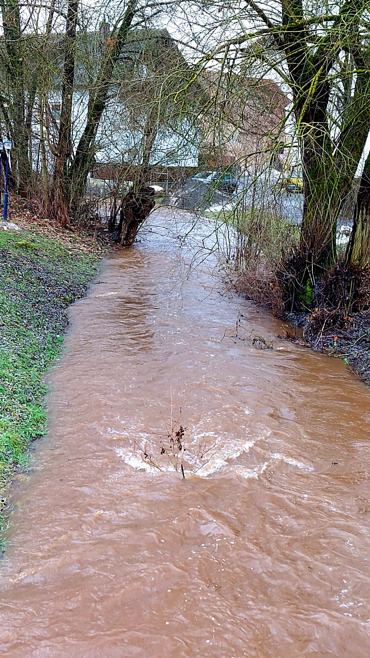 Hohe Wasserstände in den Bächen in- und rund um Kemnath.
Die Schneeschmelze und das Regenwetter der letzten Tage sorgte in kurzer Zeit für anschwellende Bäche.