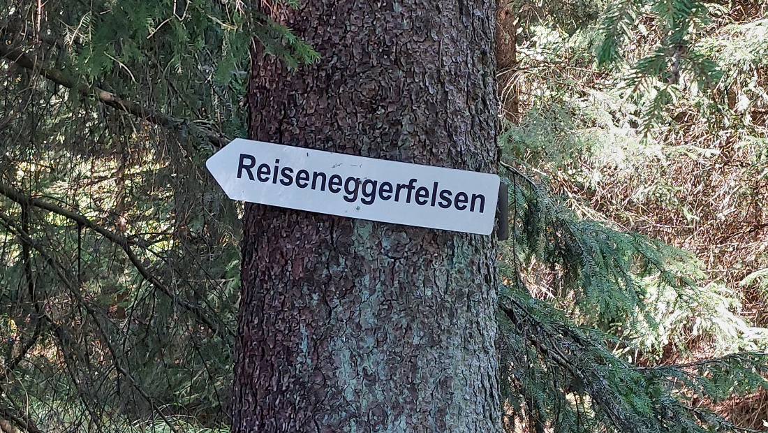 Foto: Martin Zehrer - Wegweiser im Steinwald zum Reiseneggerfelsen. 