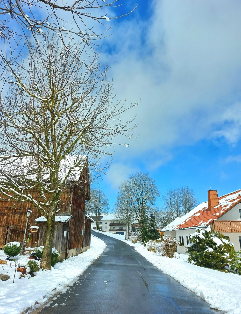 Foto: Martin Zehrer - Frühlingswanderung von Frankenreuth aus hoch nach Ölbrunn zum Scherm bzw. Zur Schönen Aussicht.<br />
Das Wetter war durchwachsen.<br />
Ca. 7 cm Schnee.<br />
Beim Rauflaufen, Bewölkt, 