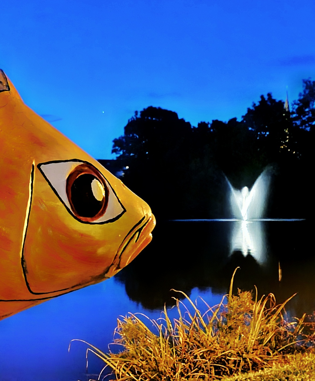 Foto: Jennifer Müller - Ein Fisch und ein Engel!?! Oder doch ein Springbrunnen ;-) beides zu sehen am wunderschönen kemnather Stadtweiher.  