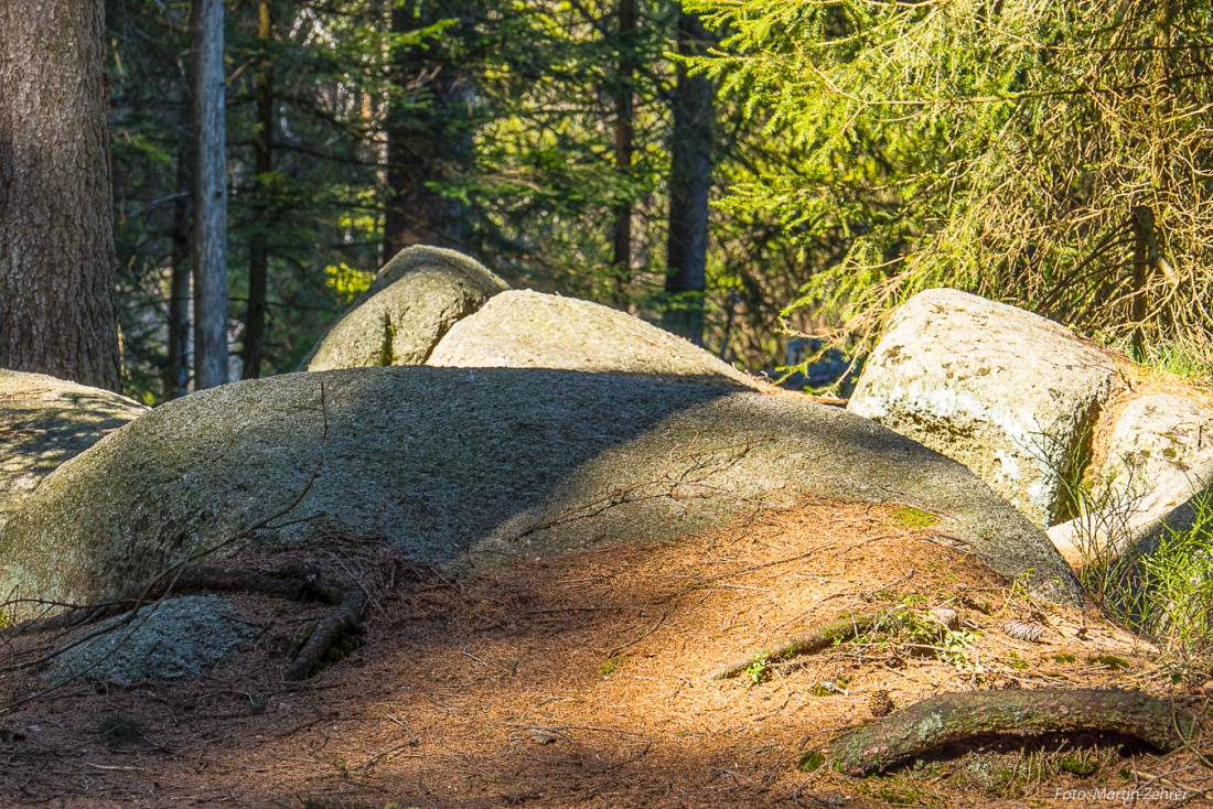 Foto: Martin Zehrer - Felsen, Felsen und nochmals Felsen... Rund um den Fichtelsee, im angrenzenden Wald, haben sich zahlreiche Felsen eingebettet.<br />
<br />
15. April 2019 