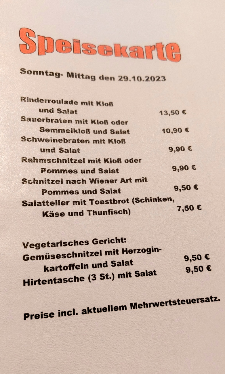 Foto: Martin Zehrer - Das sind noch annehmbare Preise...<br />
Gasthaus Schmid in Tremmersdorf. 
