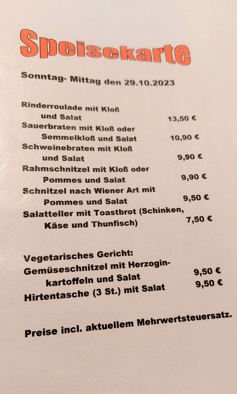 Foto: Martin Zehrer - Das sind noch annehmbare Preise...<br />
Gasthaus Schmid in Tremmersdorf. 