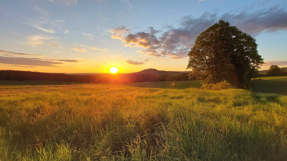 Foto: Martin Zehrer - Die Sonne geht gleich hinterm Anzenstein bei Schönreuth unter.<br />
Das Foto entstand am Schloßberg bei Waldeck... 