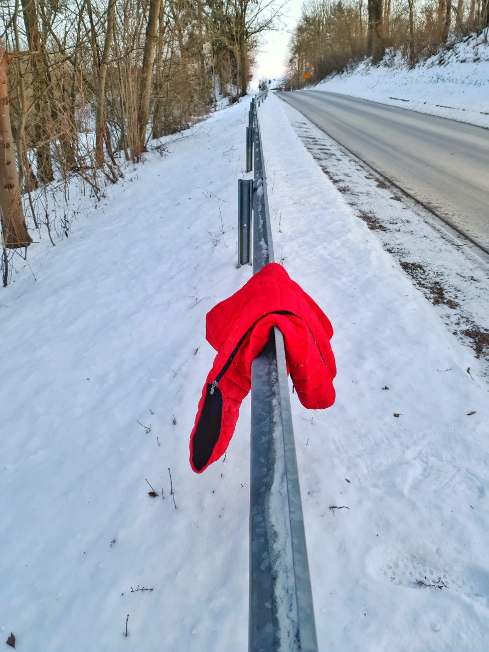 Foto: Jennifer Müller - Eine rote Jacke... gefunden am Straßenrand von Immenreuth in Richtung Kemnath, kurz vor Berndorf... 