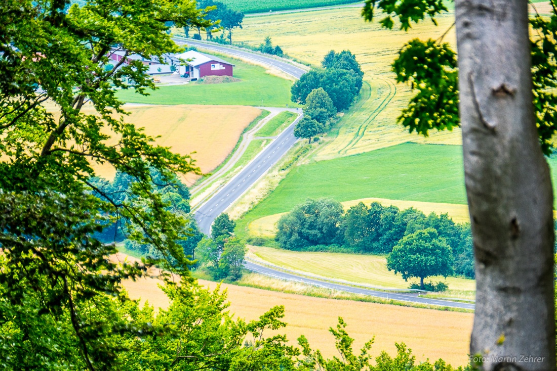 Foto: Martin Zehrer - Blick vom Armesberg runter... Die Straße zum Zinster Hügel hoch... 
