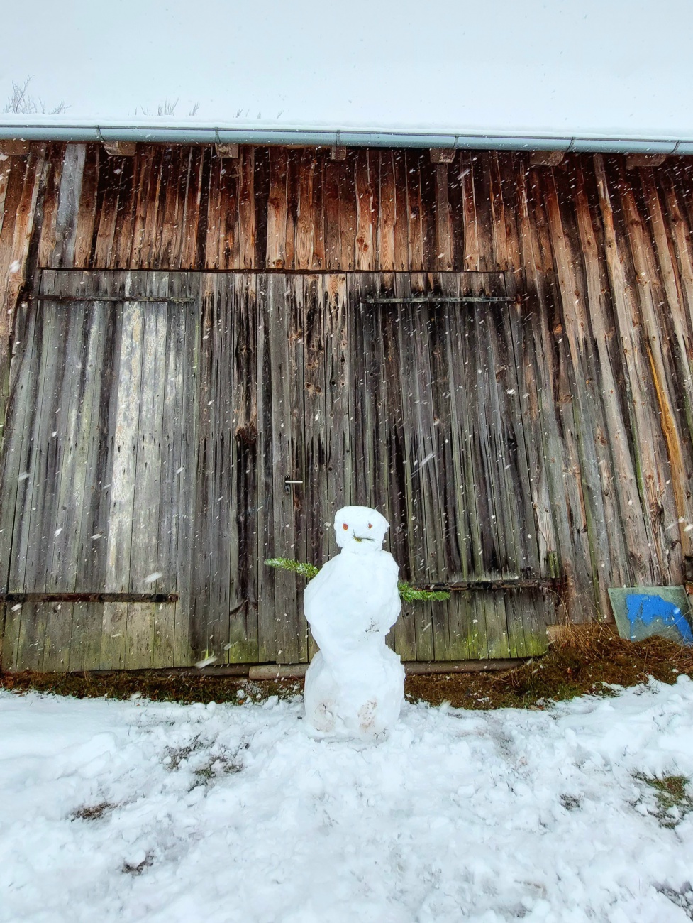 Foto: Martin Zehrer - Ein lustiger Schneemann, namens Josephe, bewacht eine Scheune bei Albenreuth.  