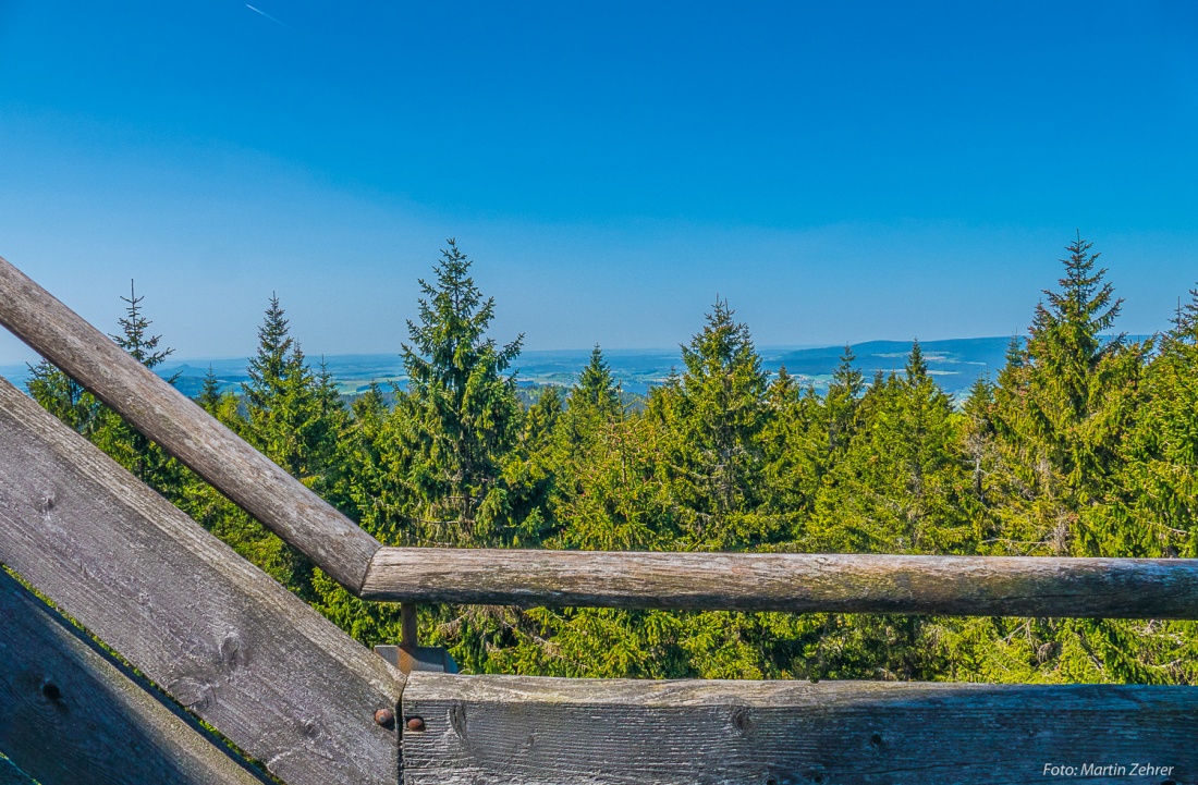 Foto: Martin Zehrer - Fast auf Wipfel-Höhe... Beim Aufstieg zur Plattform des Oberpfalzturms überschreitet man auch die Baum-Wipfel-Höhe.<br />
<br />
Ziel ist eine Wanderung zum Oberpfalzturm oben auf  